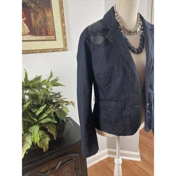 7th Avenue Design Studio New York & Co Blazer Jacket Women's Size M Blue Lined - Picture 5 of 12